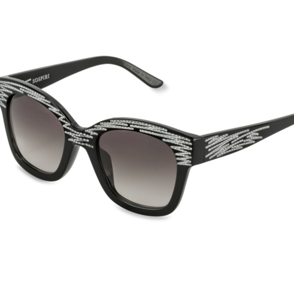 Sospiri Rocio Black Women’s Sunglasses With Clear Swarovski Crystals